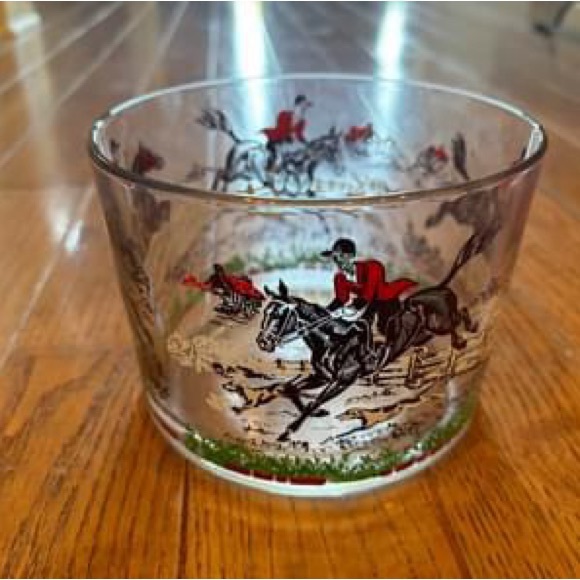 Vintage 1950's Hazel Atlas Glass Fox Hunt Ice Bucket Bowl - perfect condition - Picture 6 of 6